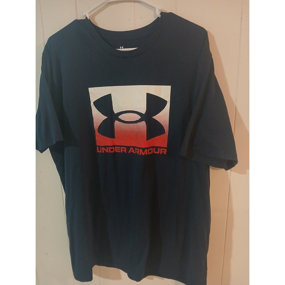 Under Armour T Shirt Men's 2XL Blue Short Sleeve Logo Heatgear Pullover